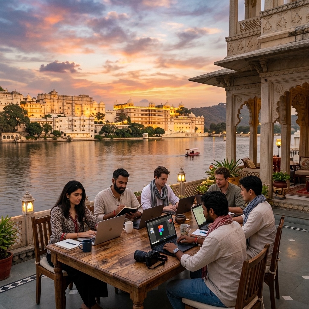 Udaipur lakeside setting for a Locked.in community retreat